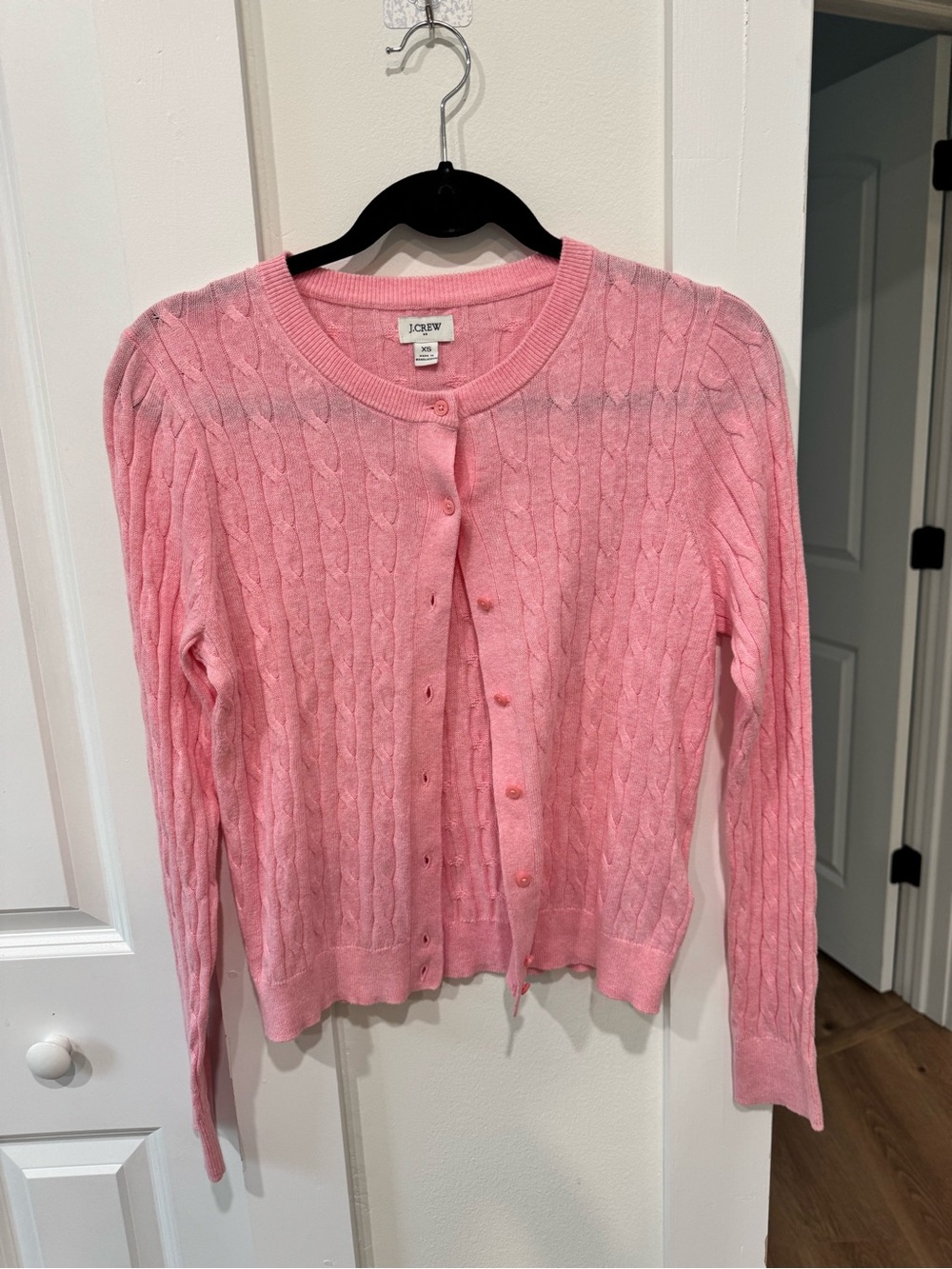 J. Crew Pink Cable Knit Cotton-Blend Cardigan